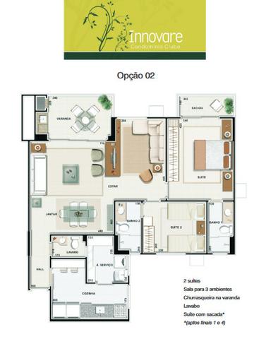 Apartamento Innovare Condomínio Clube 2/4 Sendo 01 Suite 2 Vagas individuais - Foto 2
