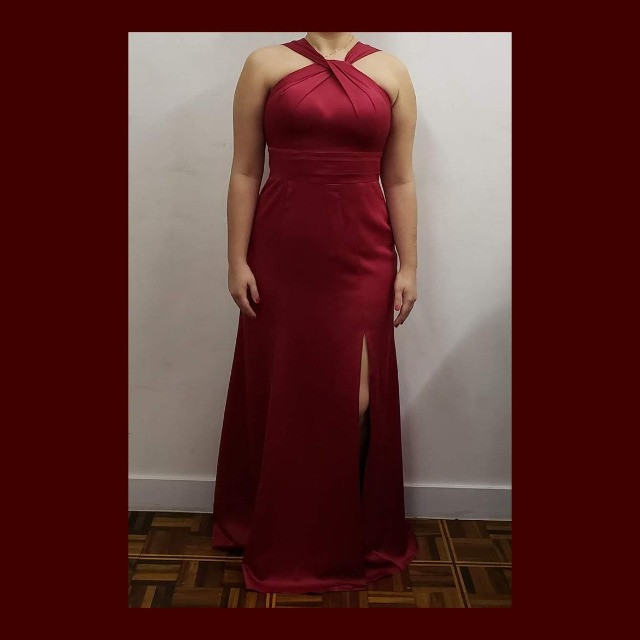 vestido de festa vinho marsala