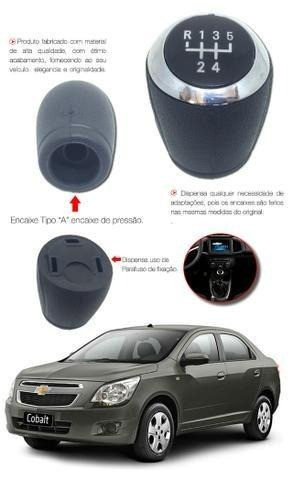 Bola Manopla de Câmbio Chevrolet Onix / Prisma / Cobal / Sonic - Preta c/ Aro Cromado - Foto 2