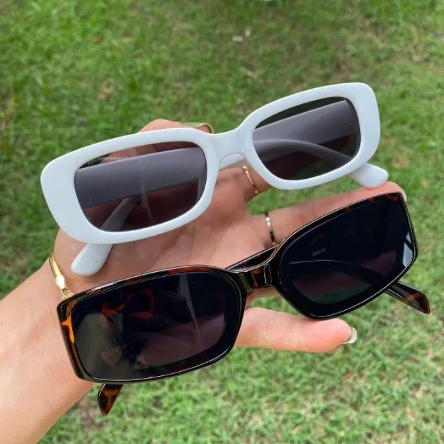 Óculos Retangular Retrô Blogueira Tik Tok Influencer Proteção UV400