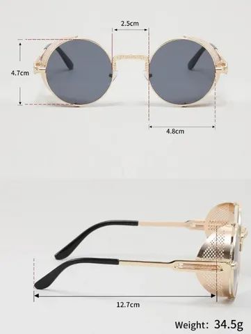 Óculos de Sol Alok Proteção Lateral UV400 Steampunk Zoe Sol  - Foto 2