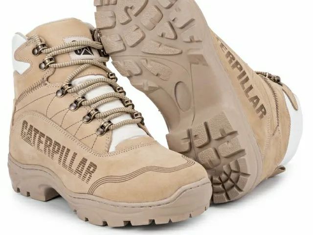Botas coturno caterpillar couro original com palmilhas em gel laranja  - Foto 2