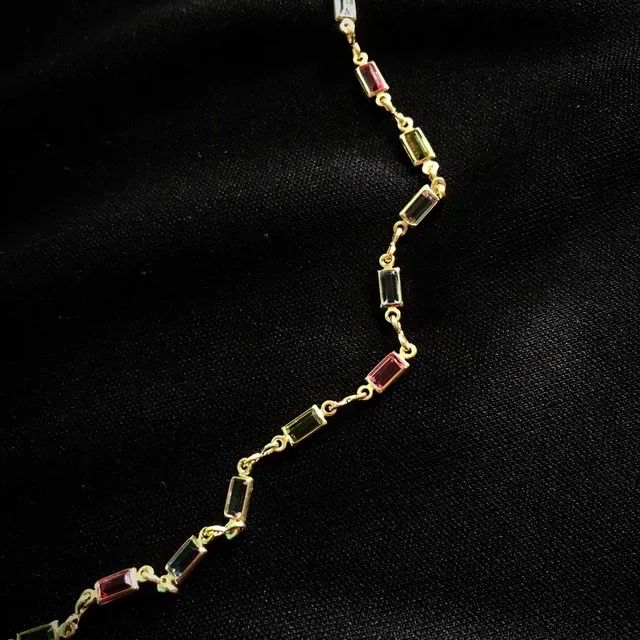 Colar baguete colors | cordão banhado/folhado a ouro24k - Foto 2