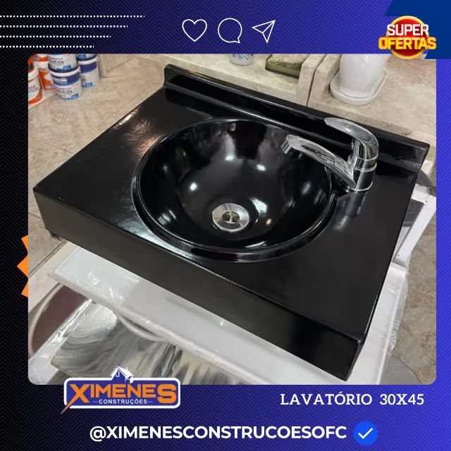 lavatorio embutido marmore sintetico 30x45 pia para banheiro - Foto 3