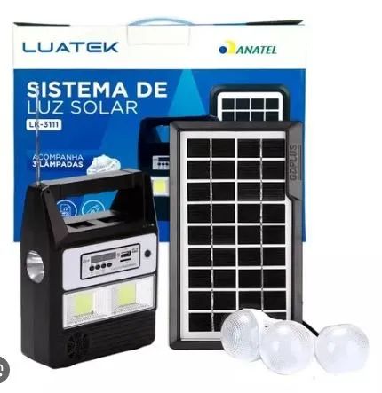 Kit Energia Solar Com Radio Mp3 Carregador Celular Led Luz Camping Placa Solar Lâmpada - Foto 3
