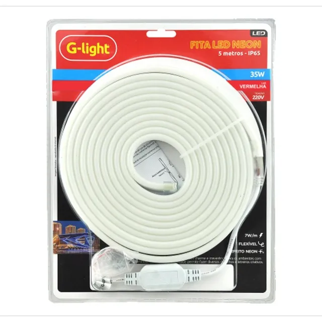 FITA DE LED VERMELHA NEON 2835 8MM 5M 7W/M