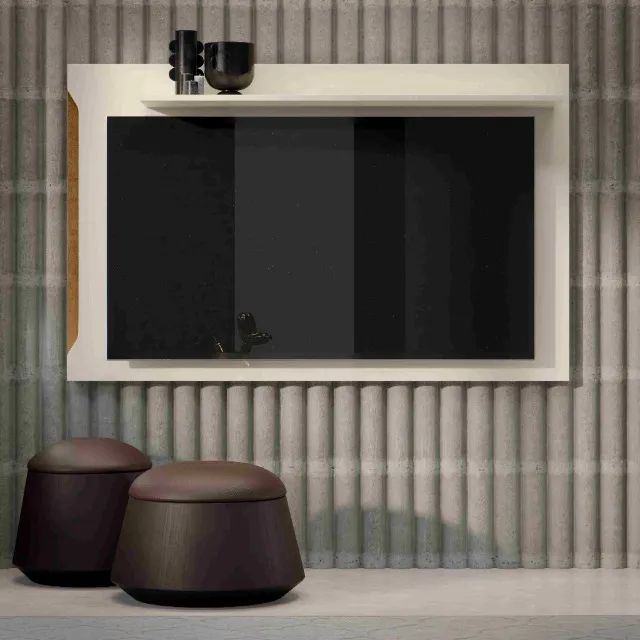 Promoção! Painel Flow Até 55 Polegadas Off White/Freijó Frete Grátis 