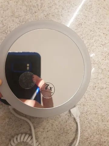 Espelho de aumento banheiro novo 7x LED Cromado - Foto 4