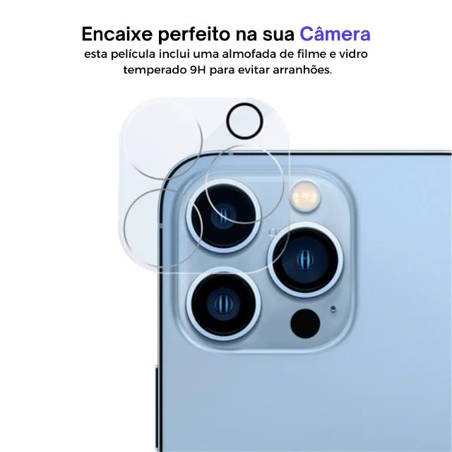 Película de Câmera Para iPhone 11,iPhone 12,iPhone 13,iPhone 14,15 e 16 Pro max  cod: 4350 - Foto 5