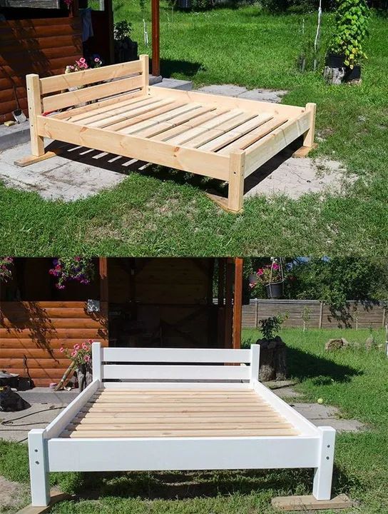 Cama de casal com cabeceira madeira rústica ideal para pintada ou invernizado 