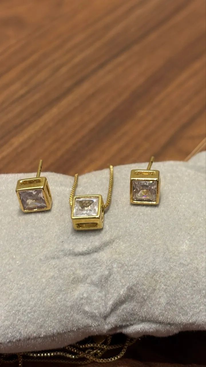 conjunto cordão e brinco semijoia - Foto 3