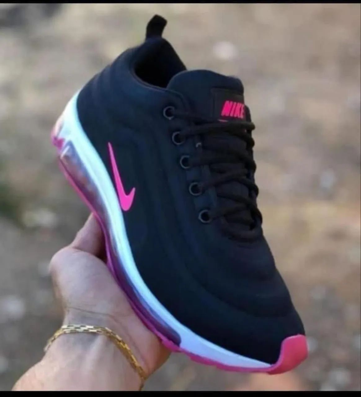 Tênis Nike Air Max 97 Preto com Rosa Calçados Parque das