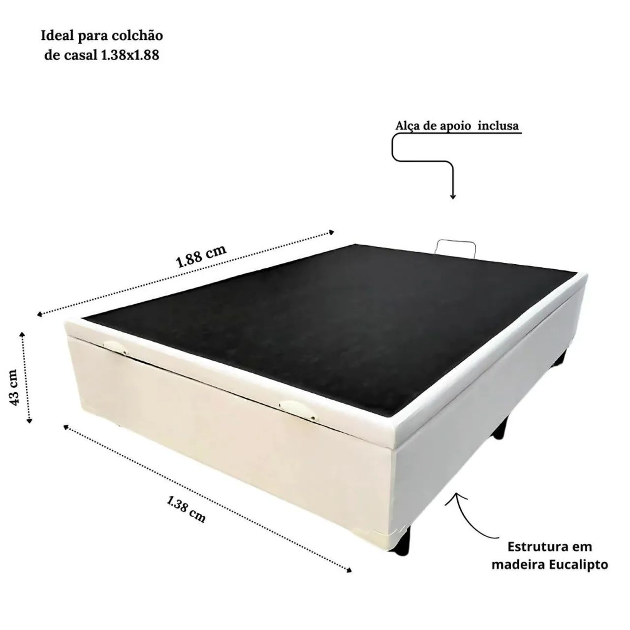 Promoção só hoje Cama box baú casal Corino branco  - Foto 5