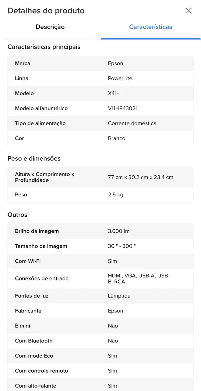 Projetor Epson PowerLite X41+ 3600lm branco - Foto 4