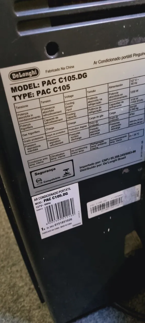 Ar Condicionado Portátil De'Longhi PAC C105.DG