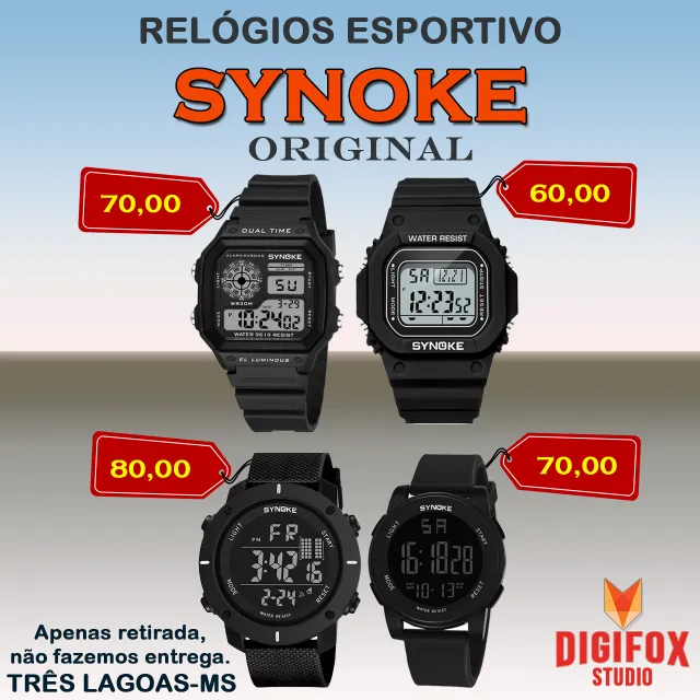 Relógios SYNOKE Original a prova d'água melhor custo benefício cor preto com garantia