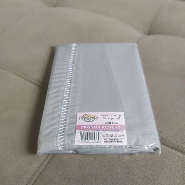 KIT 2 Fronha Avulsa 100% Algodão Percal 250 Fio Ponto Palito Cinza Envio por Correios Moto - Foto 2