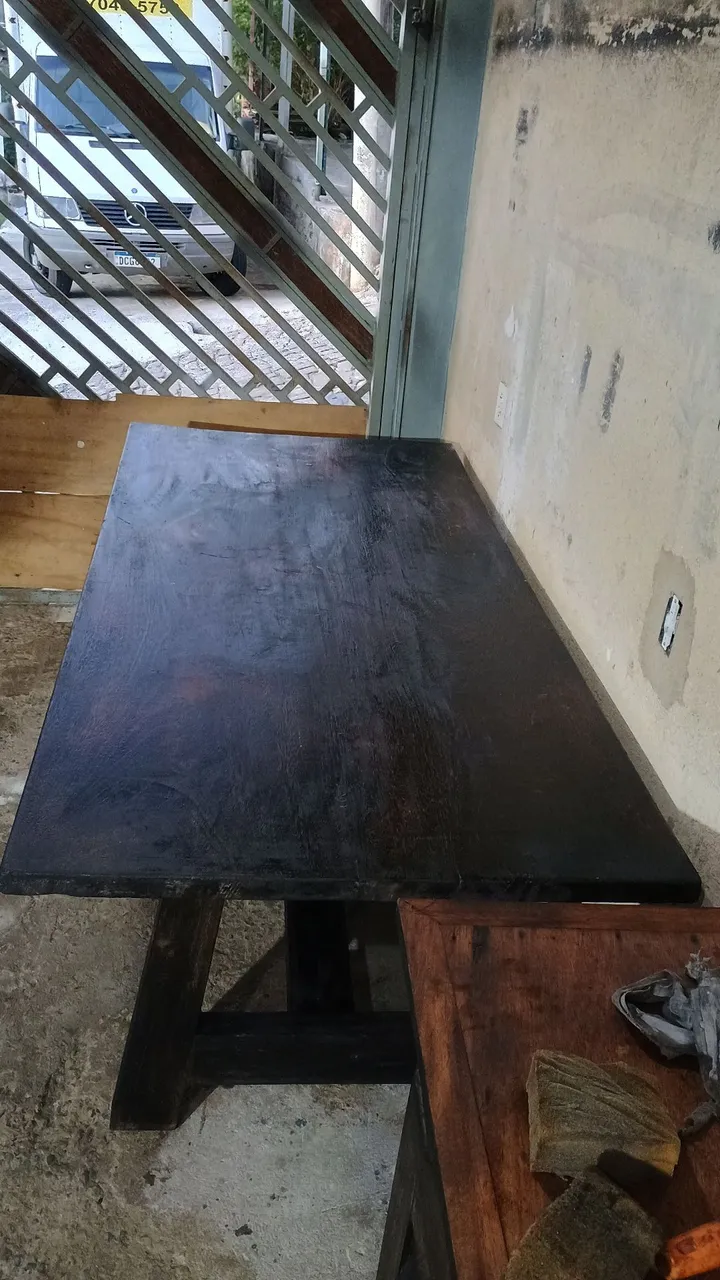 Mesa de Jantar Rústica com buffet em Madeira Maciça