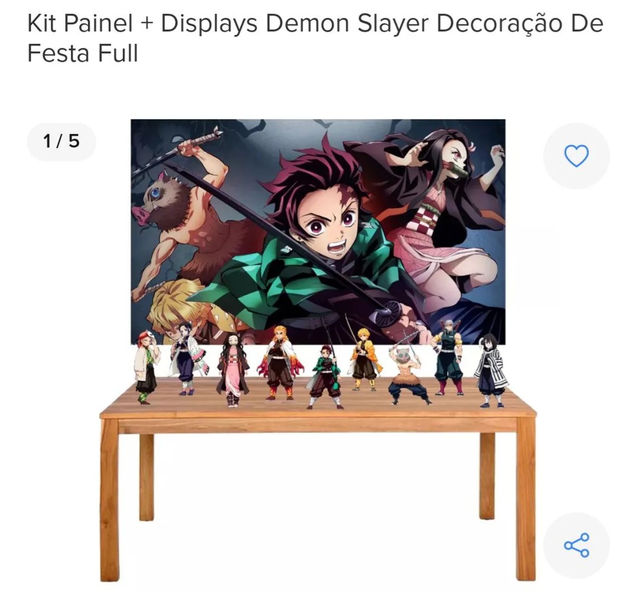 Kit Painel + Displays Demon Slayer Decoração De Festa