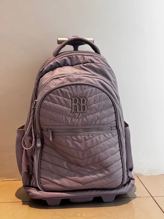 Mochila de rodinhas com rodinhas - lavanda - Foto 2