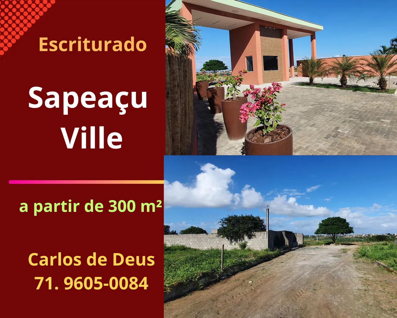 Sapeaçu Ville, lotes escriturados, a partir de 300 m², frente Rodoviária Sapeaçu, com infr