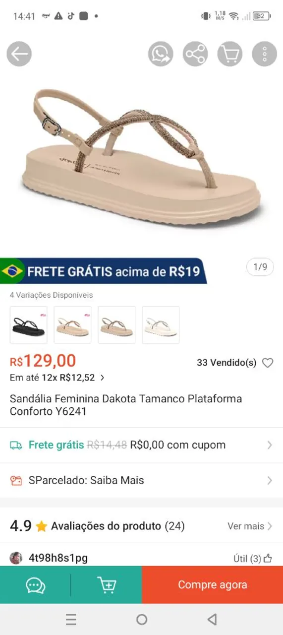 Sandália Feminina Dakota Tamanco Plataforma Conforto Y6241