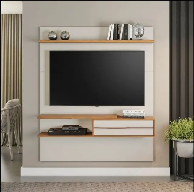 Home Suspenso Nt 1155 Para Tv Até 55 Polegadas Freijó/Off White - Montagem Grátis 