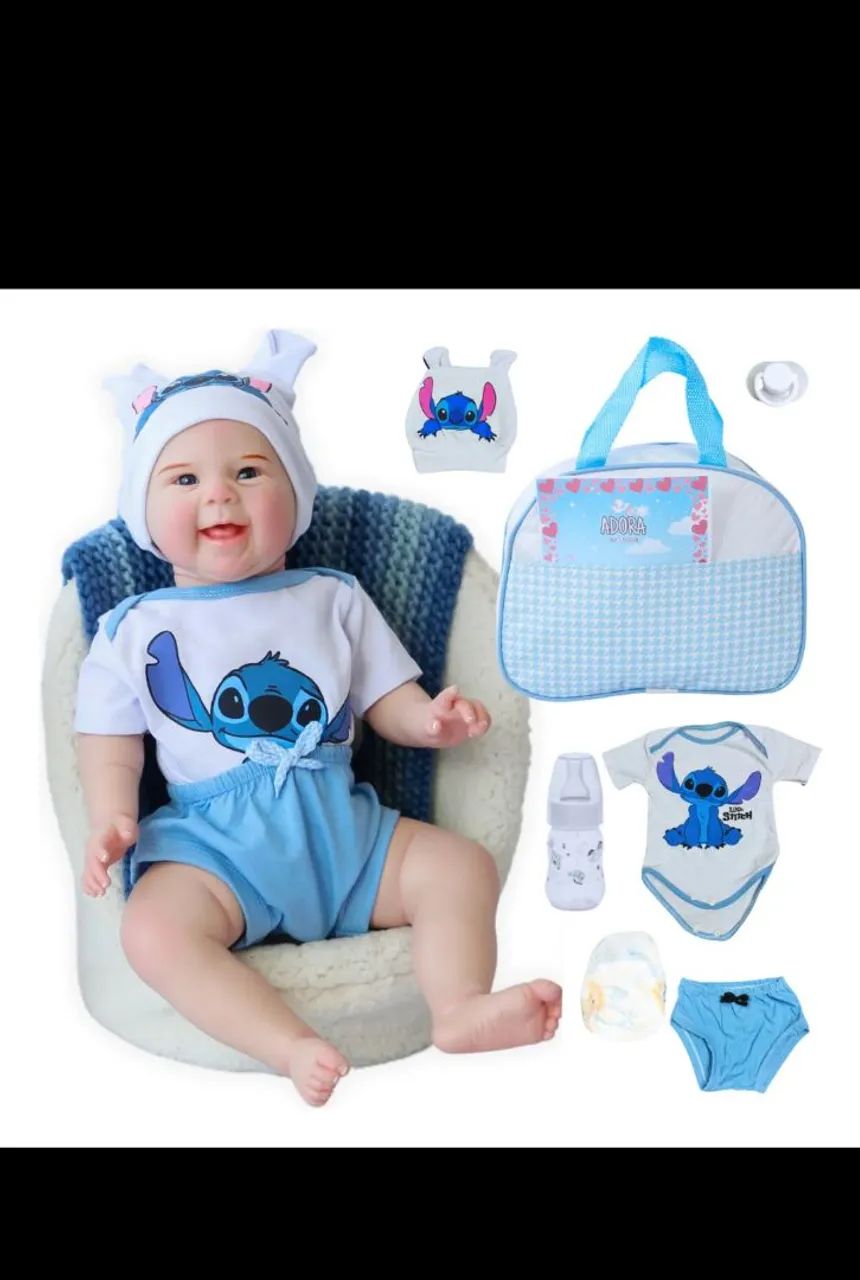 Boneca Reborn Bebê Realista Stitch menino