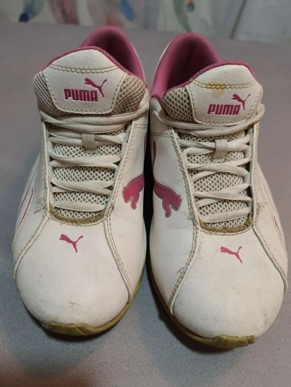 Tênis Puma Sport branco e rosa n.35