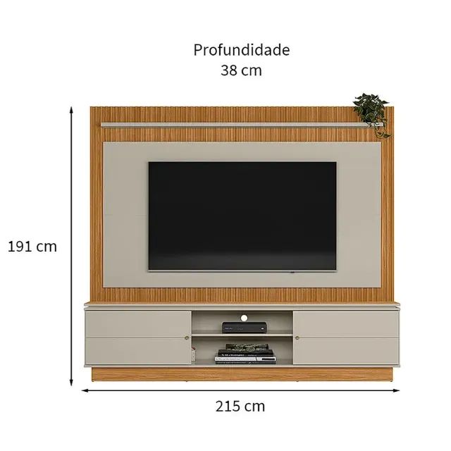 Estante Guararapes para Tv Até 75 Polegadas Ripado com Led 2 Portas Linea 2,15 - Foto 3