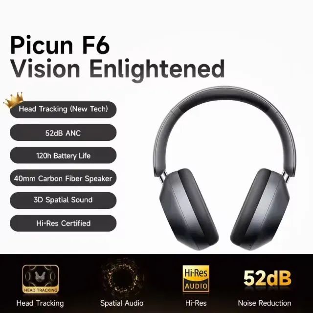  Headset Sem Fio Picun F6, Bluetooth 5.4, ANC, 120h Reprodução, c/ Cancelamento de Ruído - Foto 2