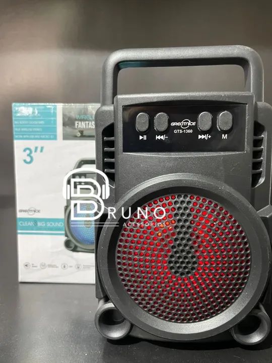 Caixa de Som Bluetooth Portátil com Bluetooth e Microfone - GrectIce GTS-1380 - Foto 3