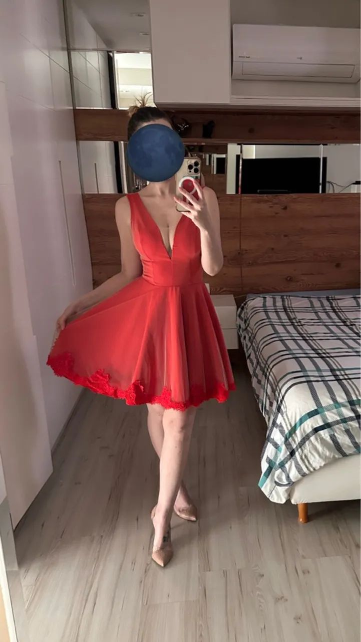 Vestido Vermelho Rodado