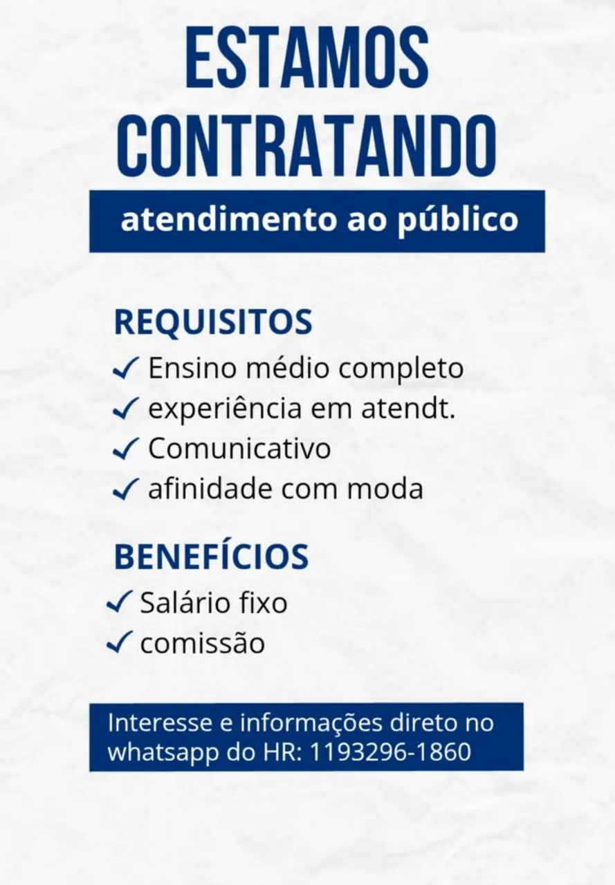 VAGAS DE EMPREGO 