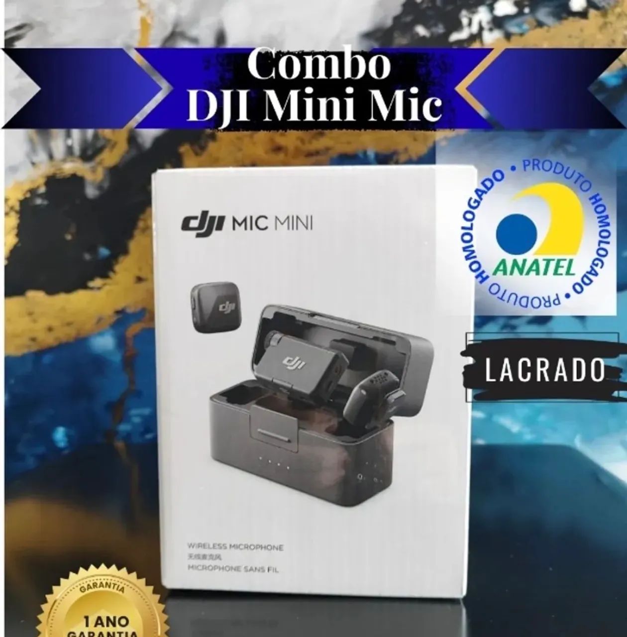 Microfone dji mic mini 2 tx + 1R X NOVO LACRADO - Microfones e