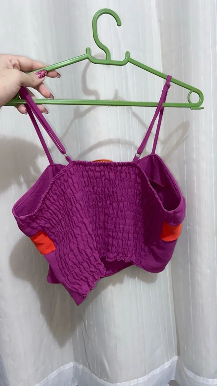 Cropped babados roxo e laranja  - Foto 2