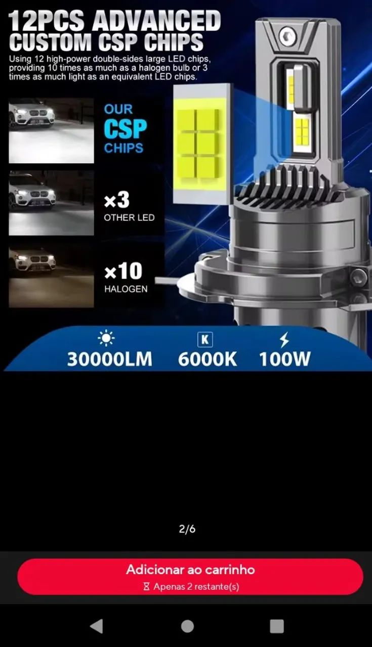 Lâmpada h4 Led  - Foto 2