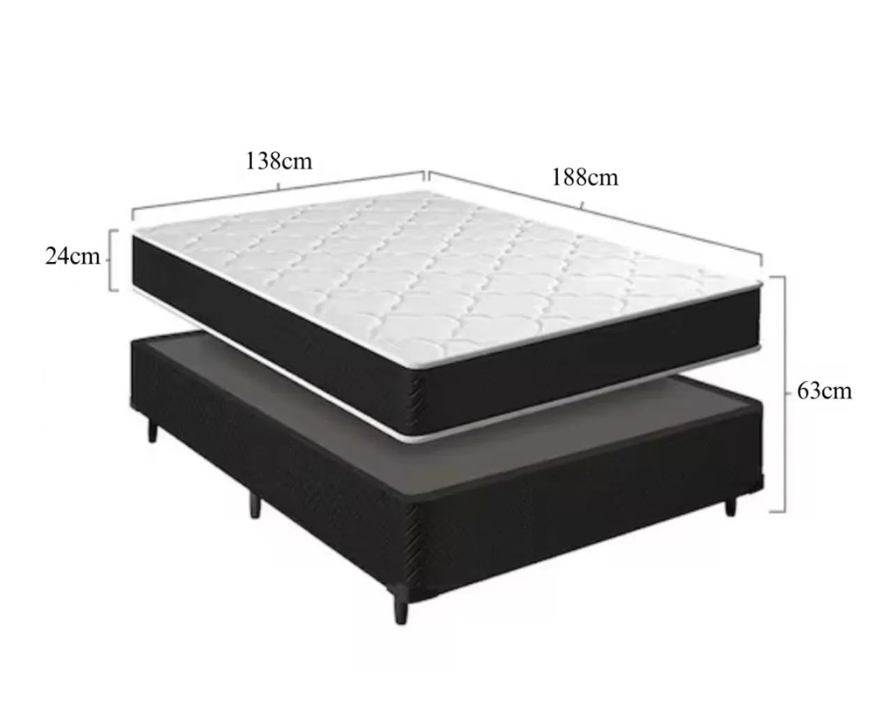 Cama box colchão e base completo D-33 24cm 