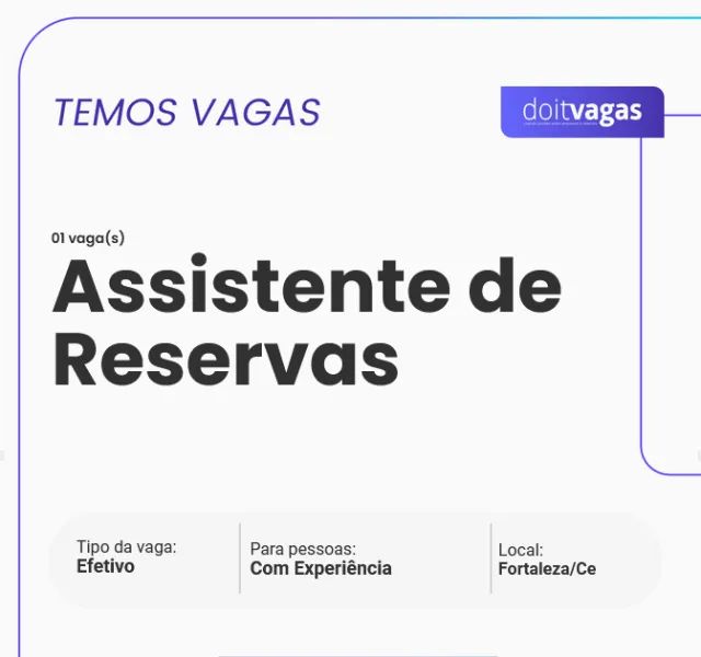 VAGA DE EMPREGO - GESTOR(A) DE RESERVAS