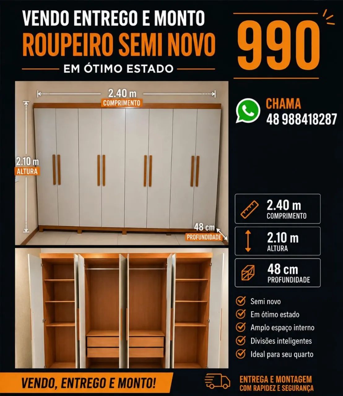 Vende se roupeiro de 8 portas  - Foto 2