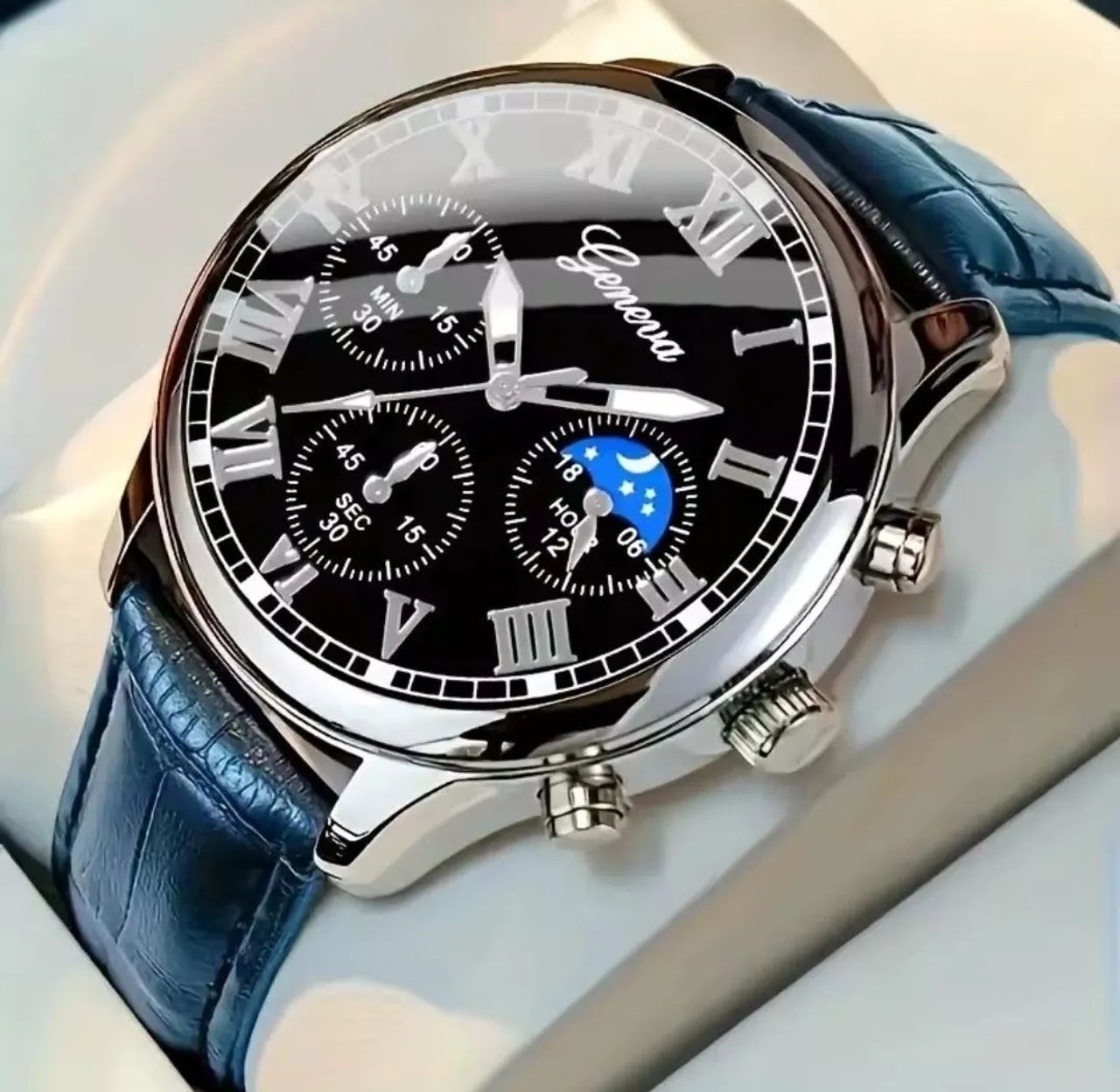 Relógio de Pulso Masculino Geneva - Azul e Preto