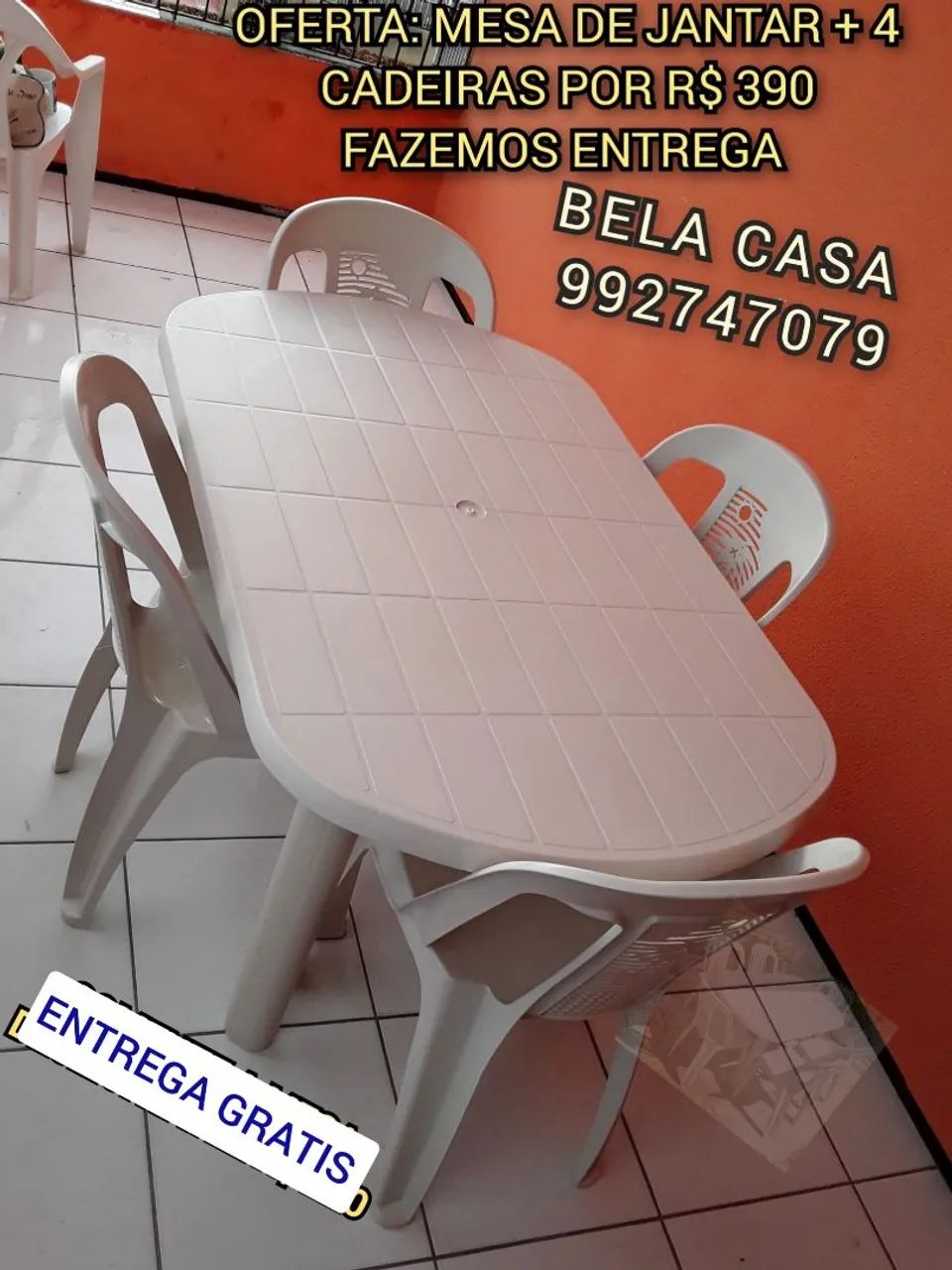 MESA DE JANTAR DMDMFF 6 LUGARES DK TAMP TAMPO BRANCO 