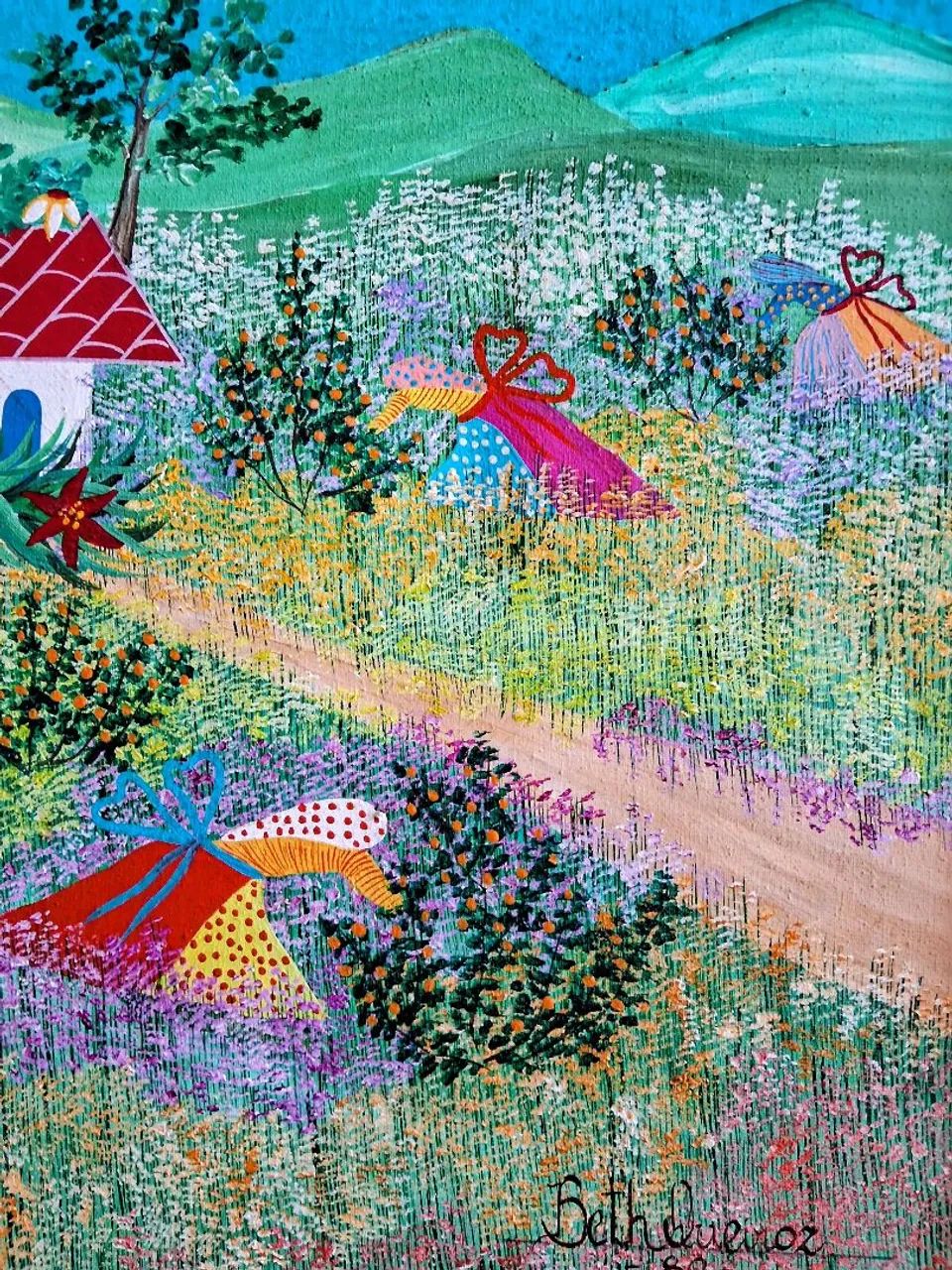 Quadro óleo sobre tela NAIF de Beth Queiroz  - Foto 3