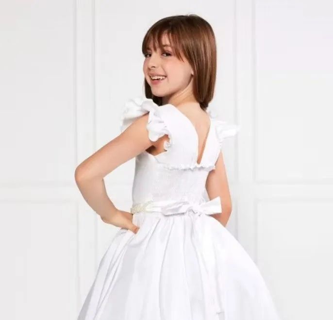 Vestido godê branco festa infantil com cinto perolado.  - Foto 4