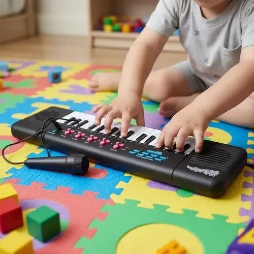 Piano Musical Criança Infantil Com 32 Teclas Som E Microfone - Foto 2