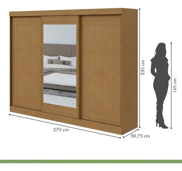 Guarda Roupa Casal Nice Com Espelho 2,30 Entrega Rápida - Foto 2