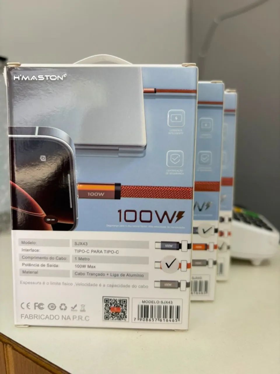 Cabo USB-C para USB-C H'Maston 100W Turbo 1 Metro - Foto 2