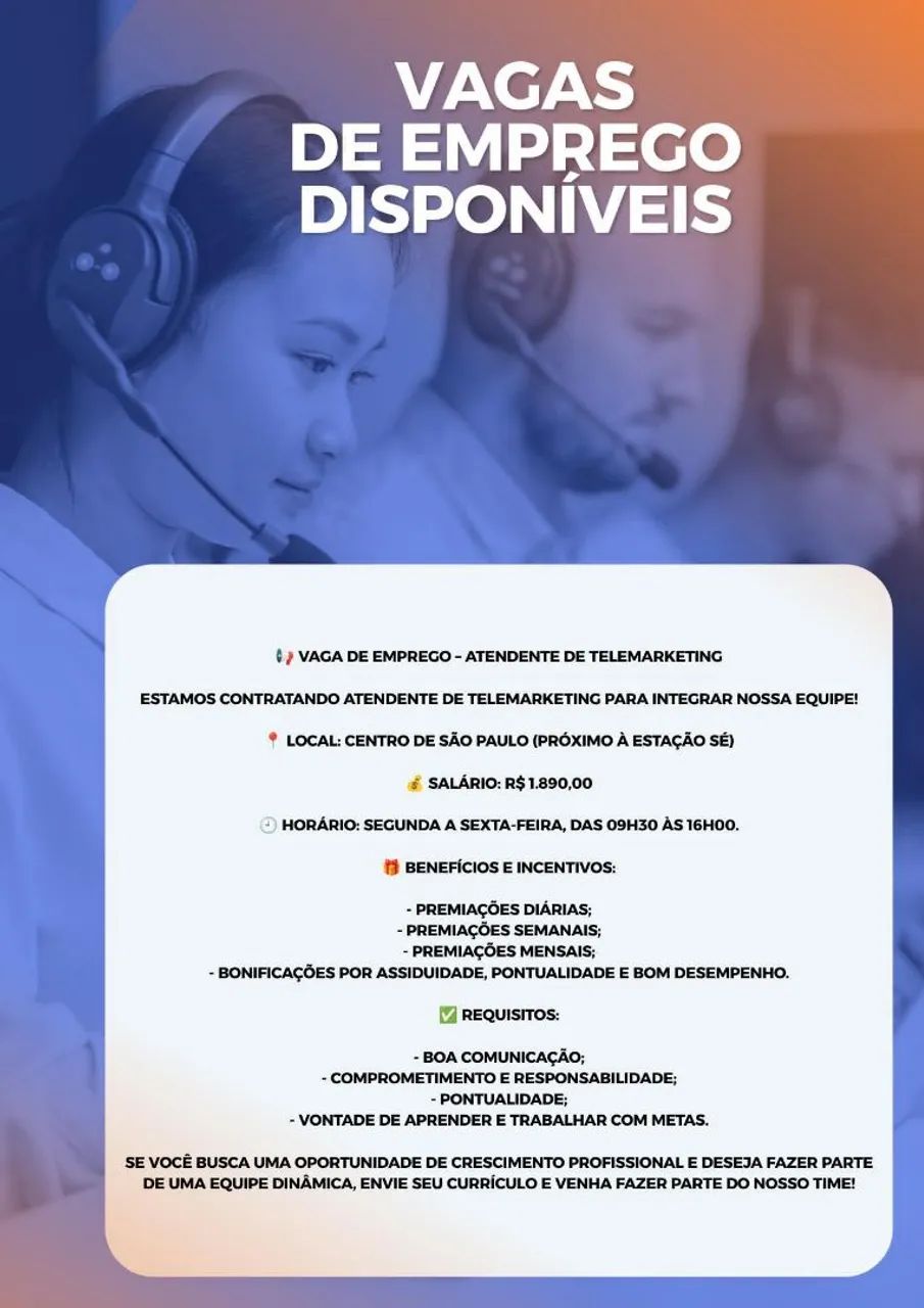 Vagas de emprego ?