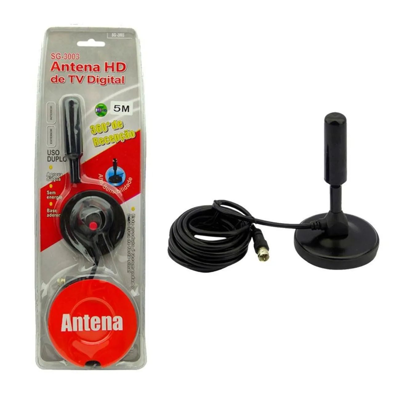Antenas De Tv Digital Hd Externa Ou Interna Base Com Imã 5m