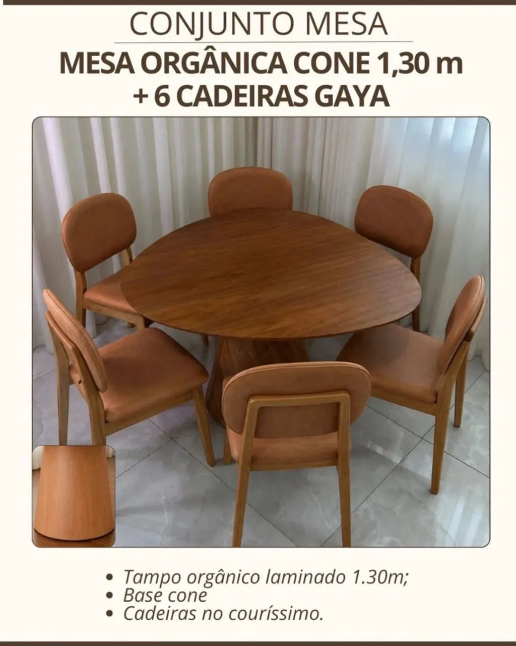 Mesa de jantar redonda com 6 cadeiras 